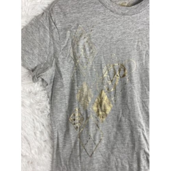 U.S POLO ASSN Women Gray Crew Neck T Shirt Graphic Logo Gold Size XL - Picture 2 of 5